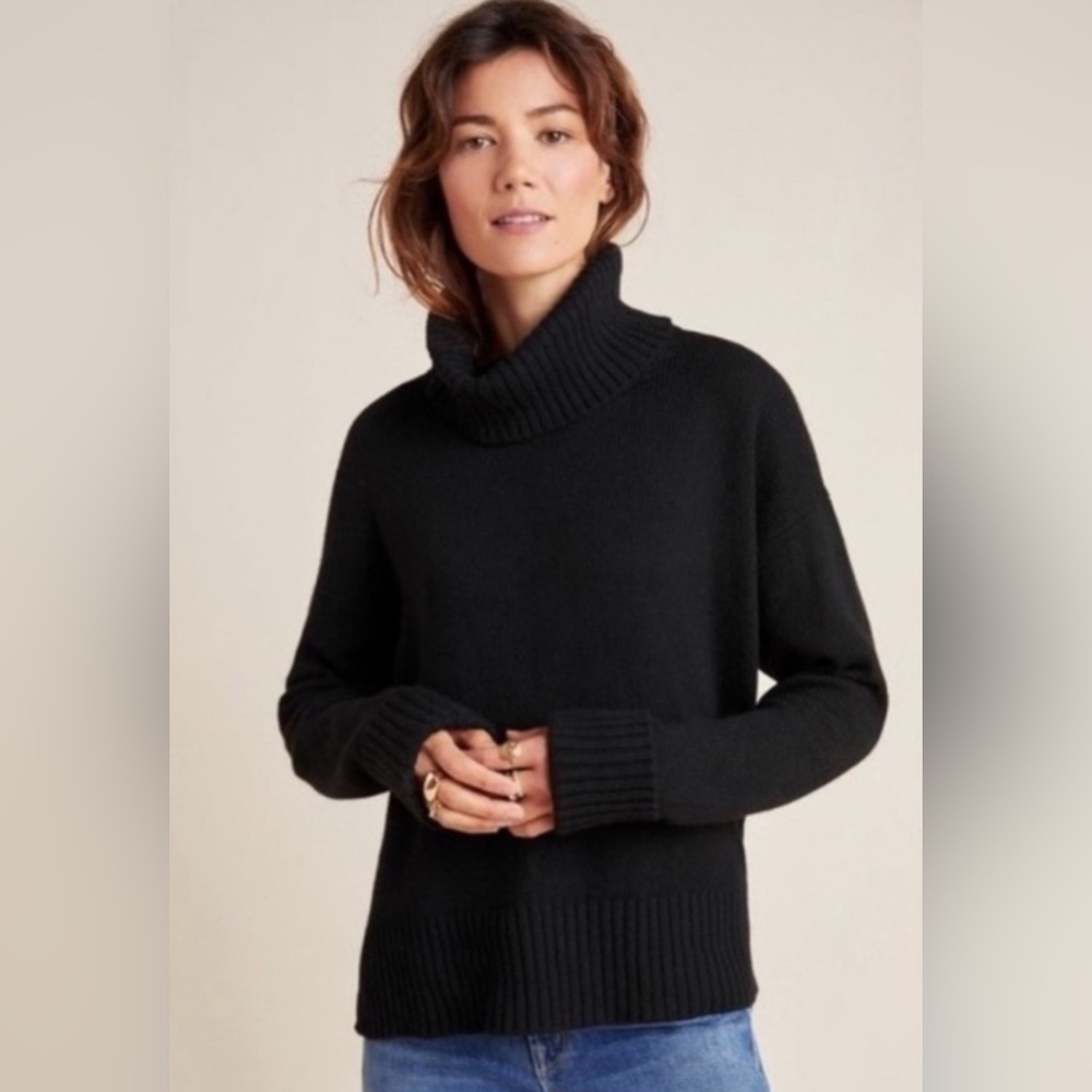 Anthropologie Blair Wool Blend Turtleneck Sweater in Black